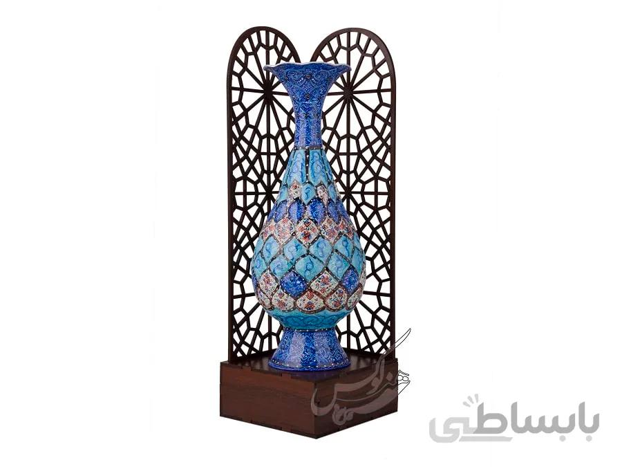 تندیس چوبی گلدان میناکاری