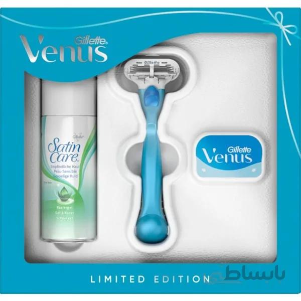 ست هدیه اصلاح ونوس Smooth Classic ژیلت (Gillette) | مخصوص خانمها، مناسب پوست حساس (نسخه محدود) ا Gillette Venus Womens Gift Set Smooth Classic - Razor/Blade/Sensitive Gel 75ml