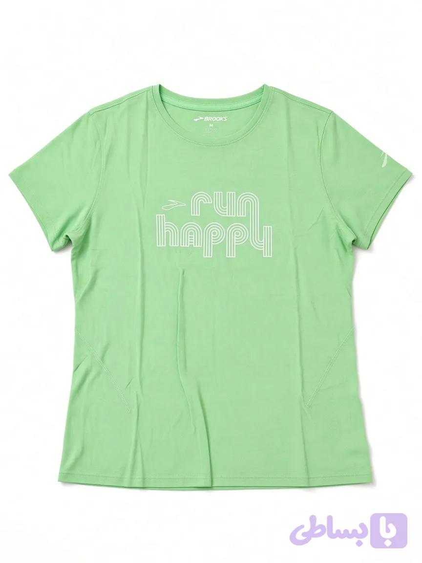 تیشرت ورزشی زنانه بروکس Brooks Graphic short sleeve سبز — تصویر 1