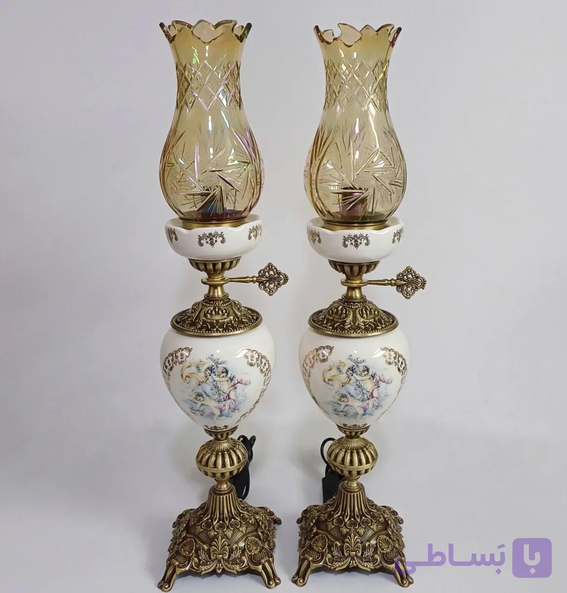 شمعدان پایه برنز طرح ترمه کد 101 — تصویر 1