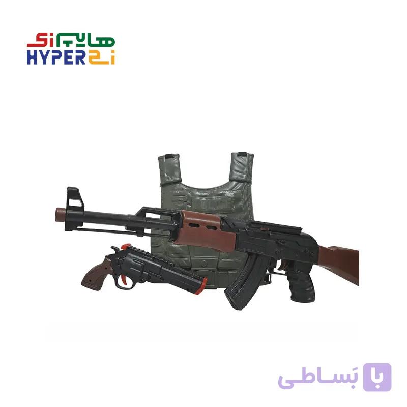 پک تفنگ کلاشینکف پلیس بهمراه جلیقه — تصویر 1