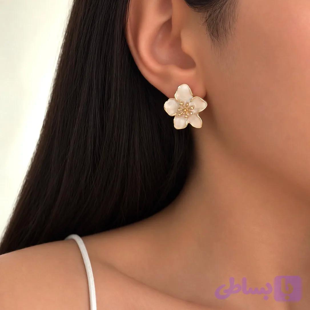 گوشواره گل مینیمال میناکاری