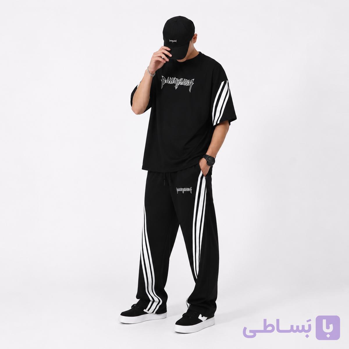 ست تیشرت شلوار مردانه سرمه‌ای نخ پنبه مدل Balenciaga | اسپرت و راحتی