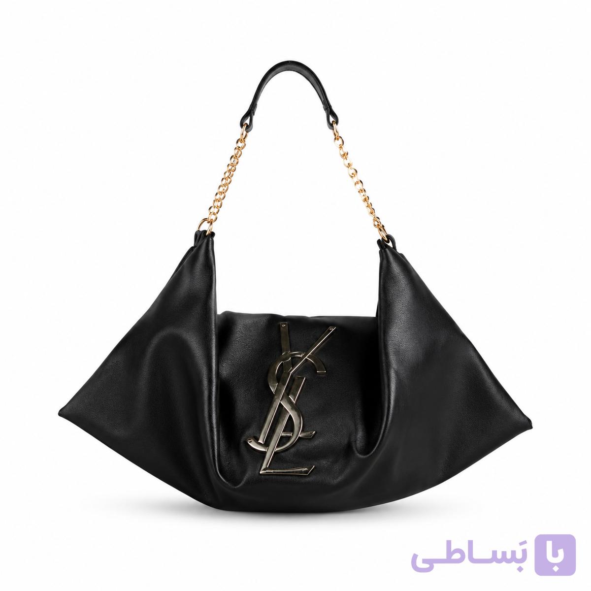 کیف زنانه مشکی مدل YSL | کیف مجلسی و شیک زنانه طرح برند یوسل | دوشی و دستی لوکس مناسب مهمانی و استایل روزمره | کیفیت بالا و ترند