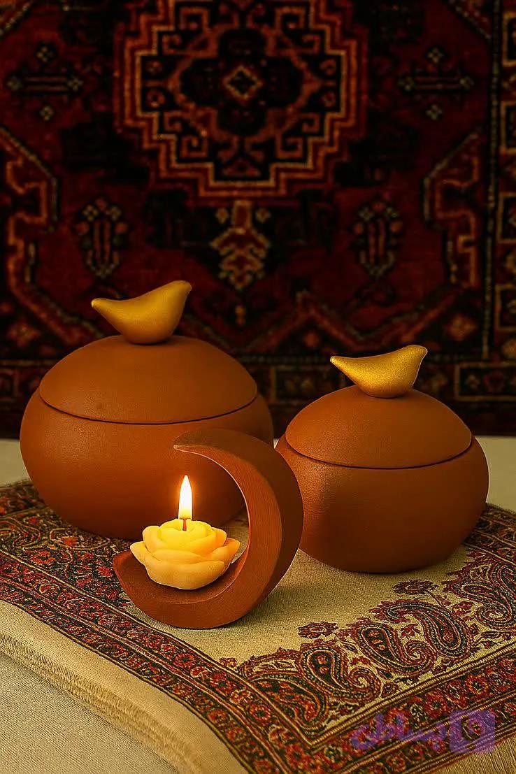 ست شکلات خوری وشمع تزئینی