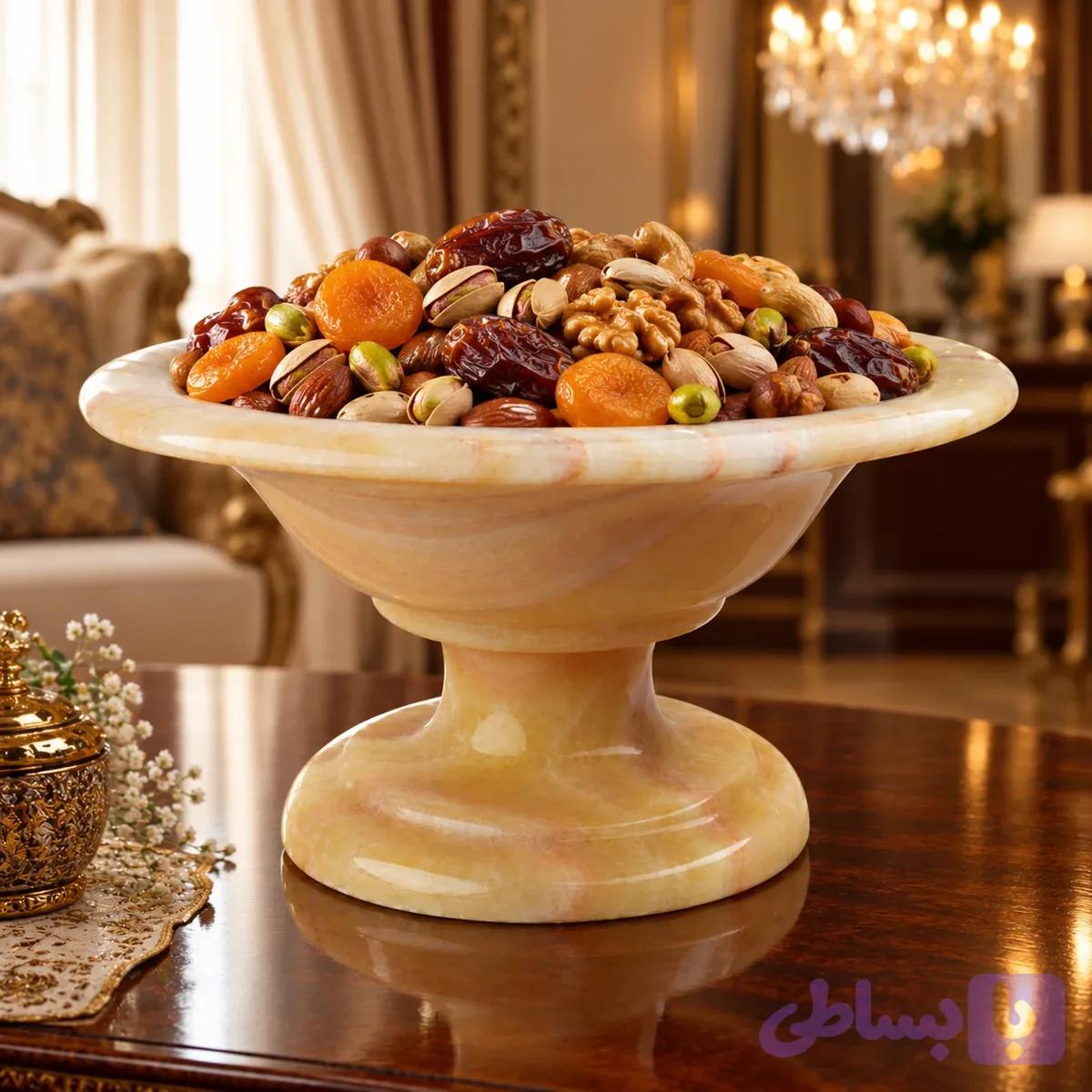 آجیل خوری پایه دار مرمر پرتقالی کد 211 | باروخ استون