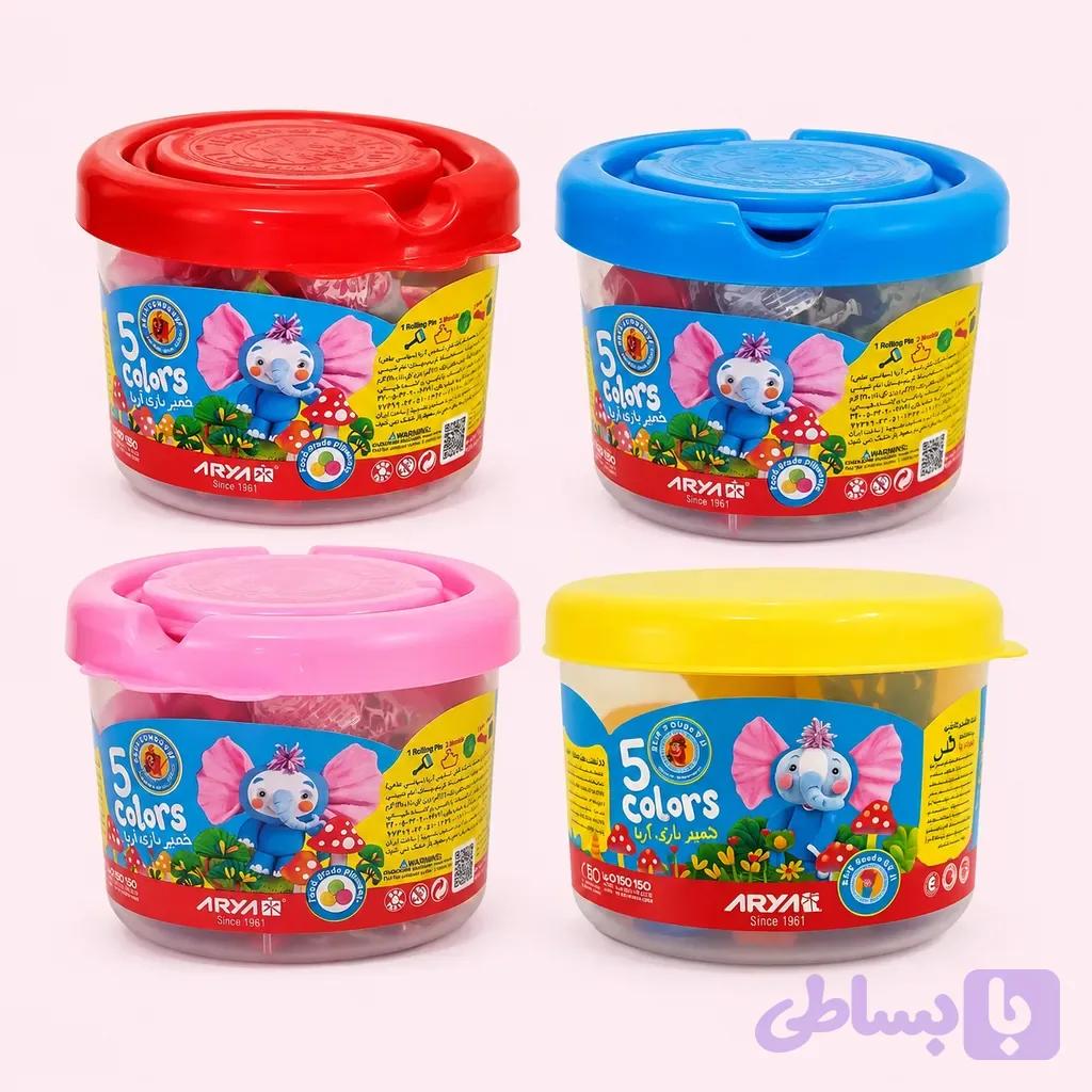 خمیر بازی سطلی 5 رنگ اریا