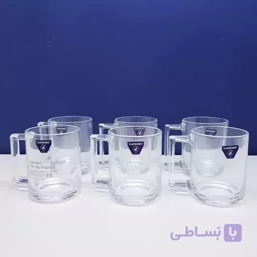 لیوان لومینارک آلابونه اصلی حک شده بلند دسته دار 6 عددی ساخت امارات الابونه سری گلد فرنس مدل F2565E | ارسال رایگان