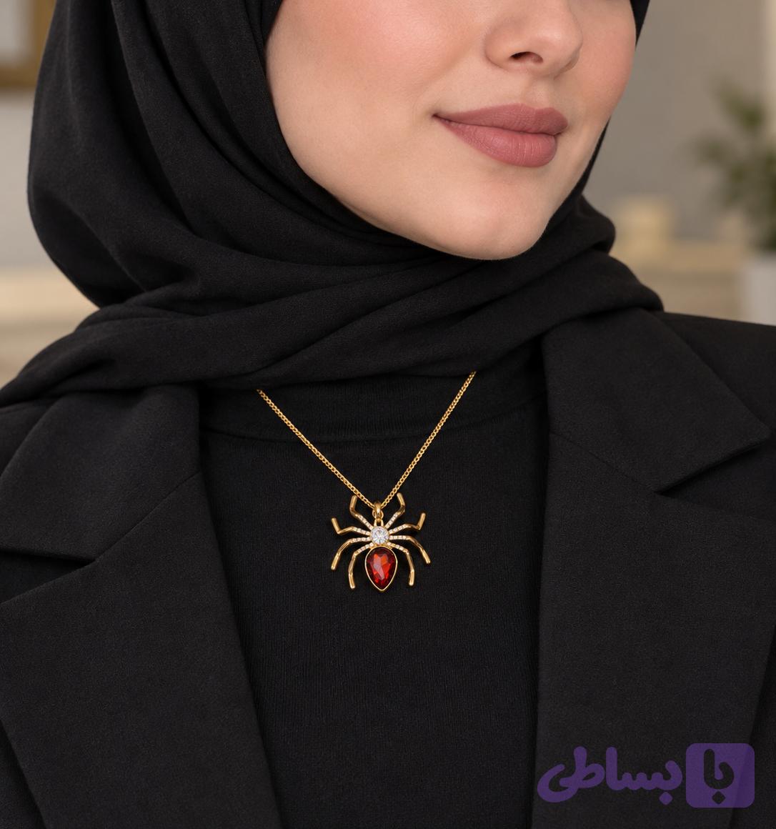 گردنبند زنانه عنکبوت استیل رنگ ثابت (اصلی) — تصویر 1