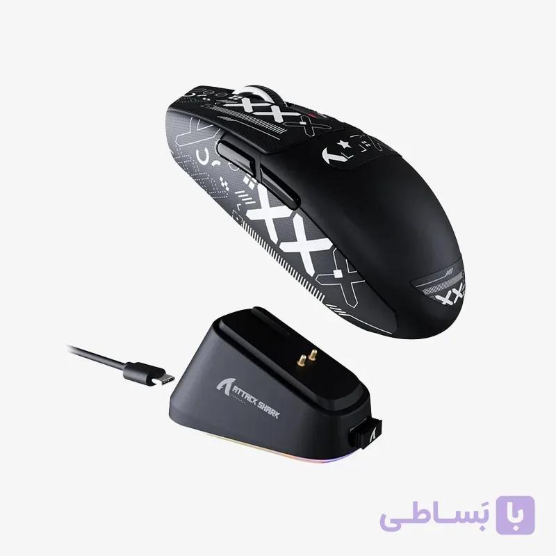 موس بی سیم گیمینگ Attack Shark G3 Pro مشکی + گریپ anti slip اختصاصی — تصویر 1