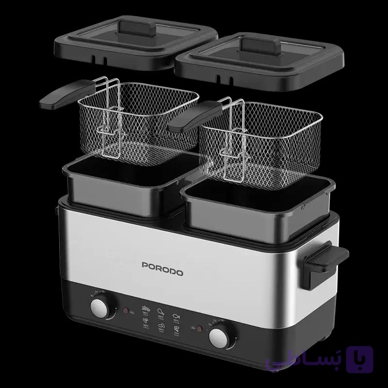 سرخ کن برقی دو سبد پرودو Lifestyle Dual Crispo ظرفیت 3 لیتر مدل PDLFSTMH15SLBK — تصویر 1