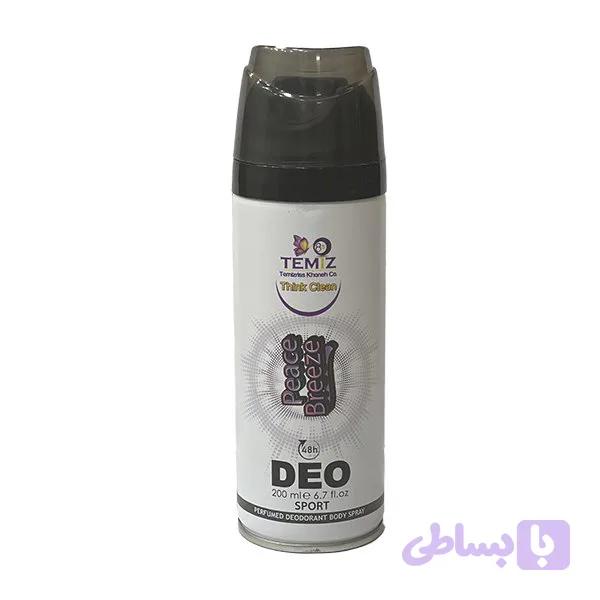 اسپری خوشبو کننده بدن تمیز 8.5 مدل peace breeze حجم 200 میلی لیتر