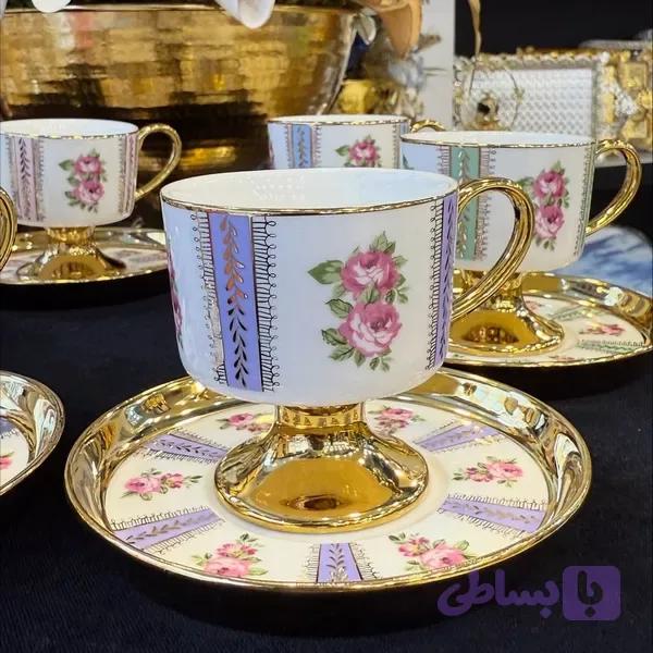 ست قهوه خوری پایه دار رنگی — تصویر 1