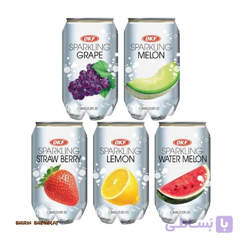 آب گازدار طعمدار OKF حجم 350 میل — تصویر 1