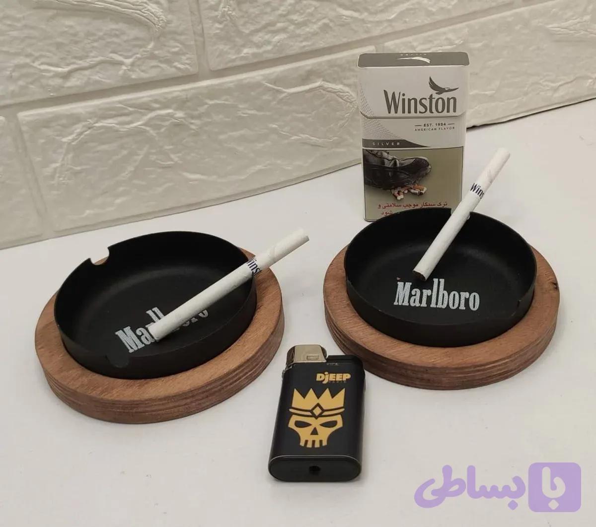 زیرسیگاری فلزی زیر چوب