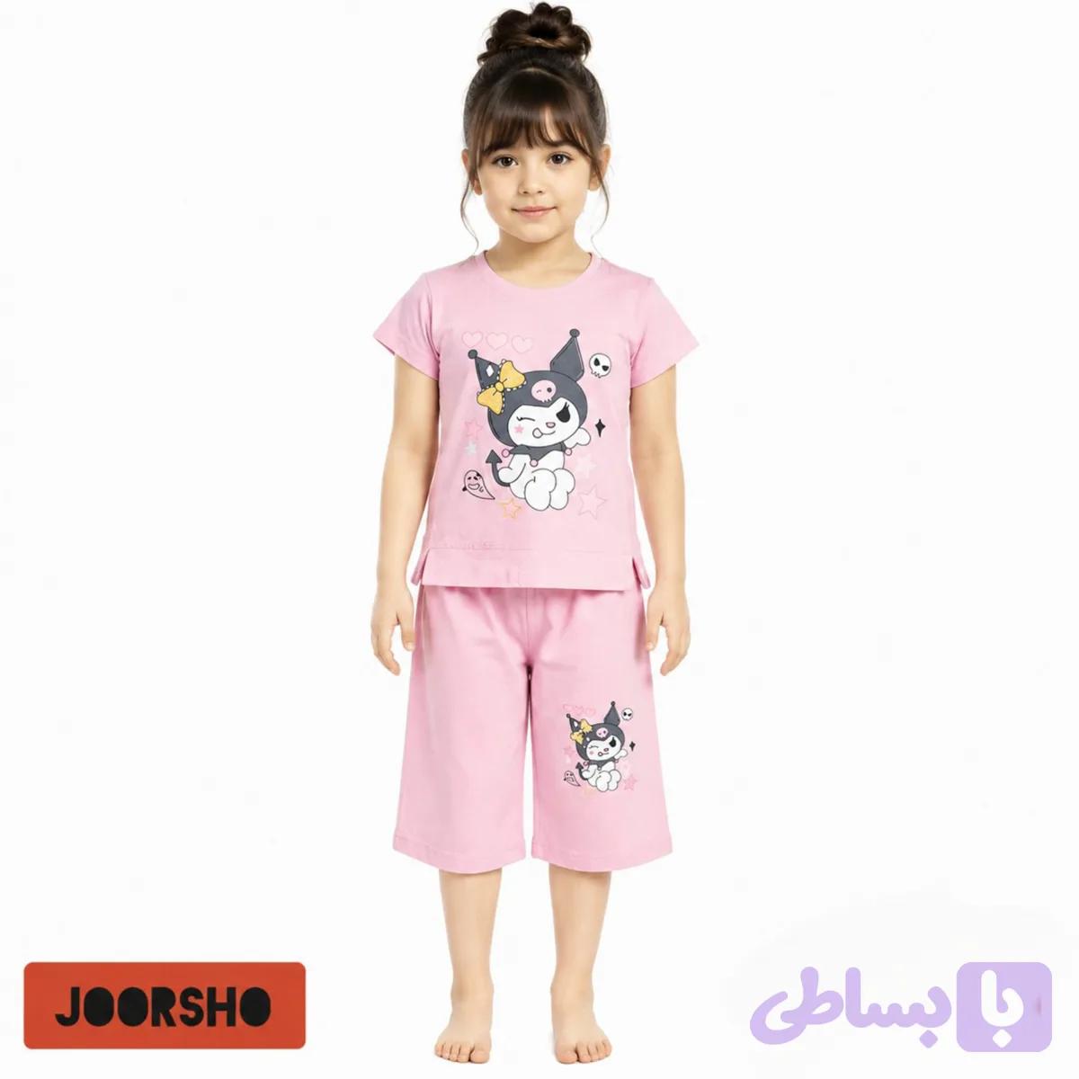تیشرت شلوارک مدل کرومی بچگانه رنگ صورتی کد ۶۶