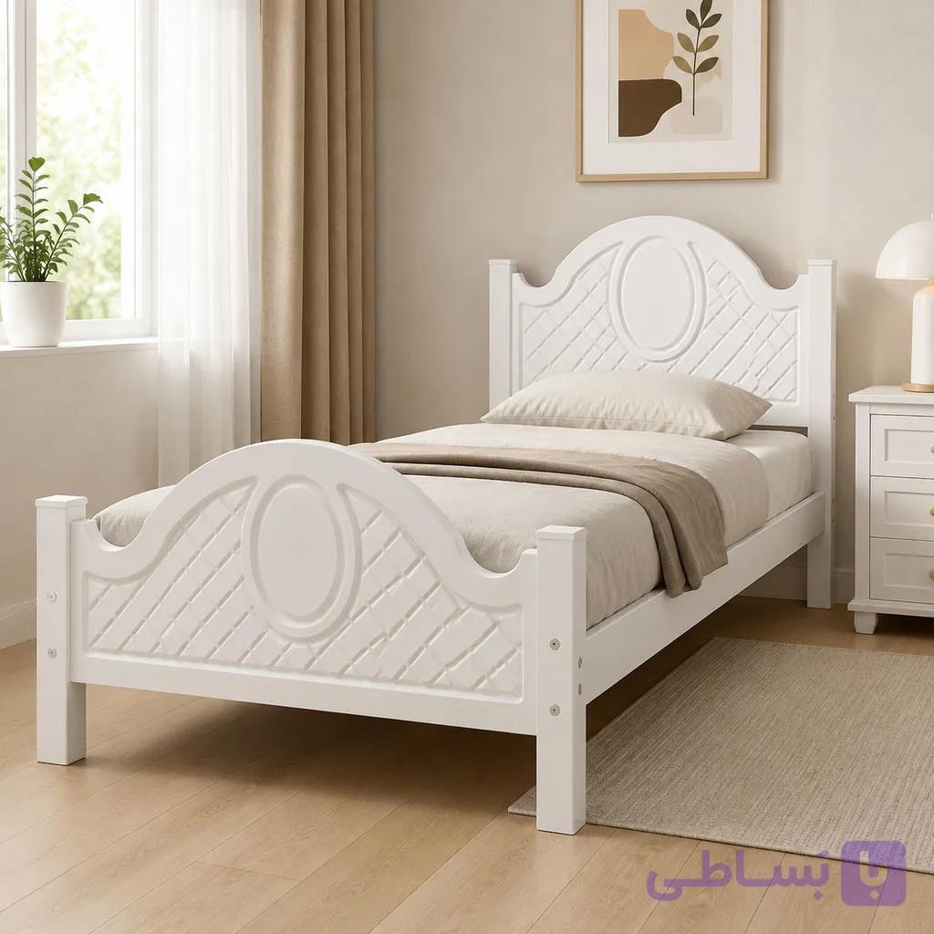 تخت خواب یک‌نفره مدرن لمین (طرح شیاردار) – مدل وکیوم ضدآب کد 730 — تصویر 1