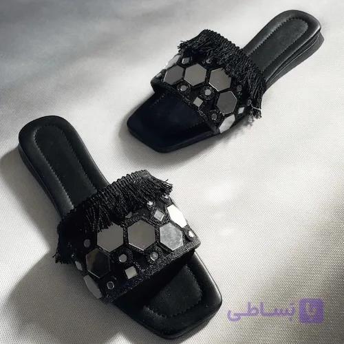صندل زنانه چرم آينه كاري كد MA01