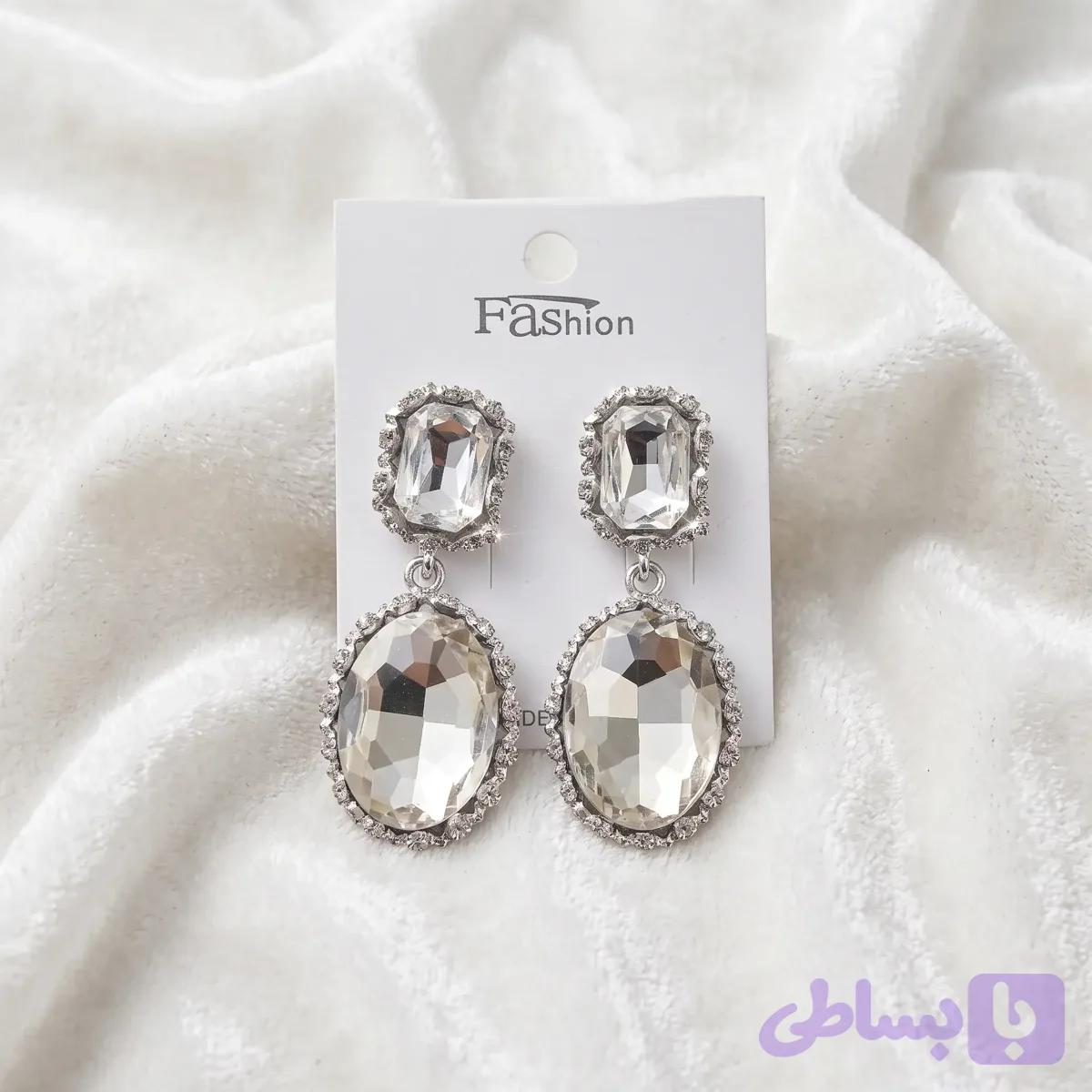 گوشواره جواهری سفید