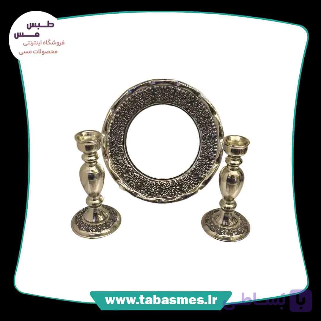 آینه و شمعدان رزگل سایز2 کروم — تصویر 1