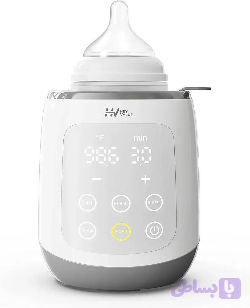 گرمکن شیشه شیر HEYVALUE، گرمکن شیشه شیر کودک 10 کاره، گرمکن و یخ‌زدای سریع غذای کودک، گرمکن شیر بدون BPA با نمایشگر LED IMD، کنترل دقیق دما برای شیر مادر یا شیر خشک برای شیشه شیر — تصویر 1