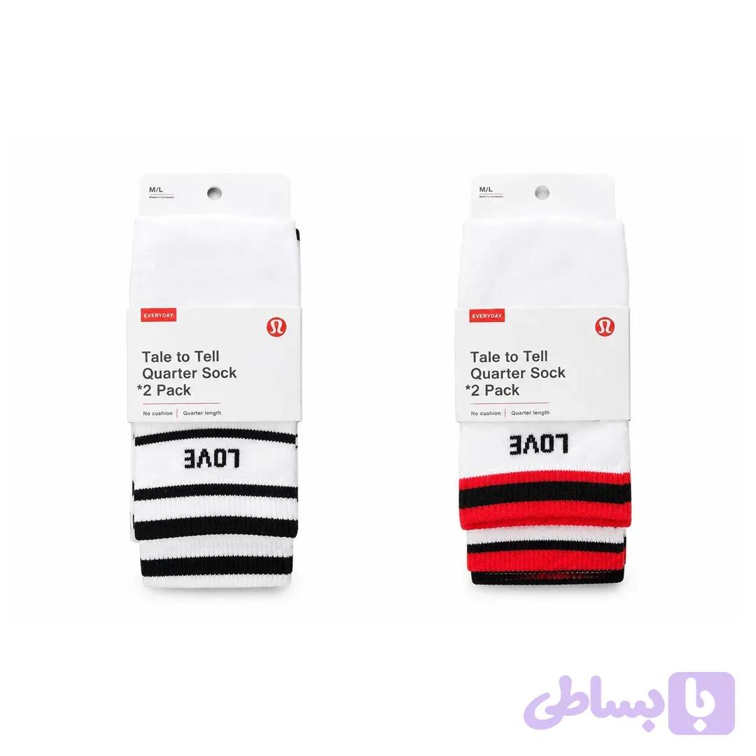جوراب لولولمون Tale To Tell Quarter Sock*2 Pack Love کد 515 — تصویر 1