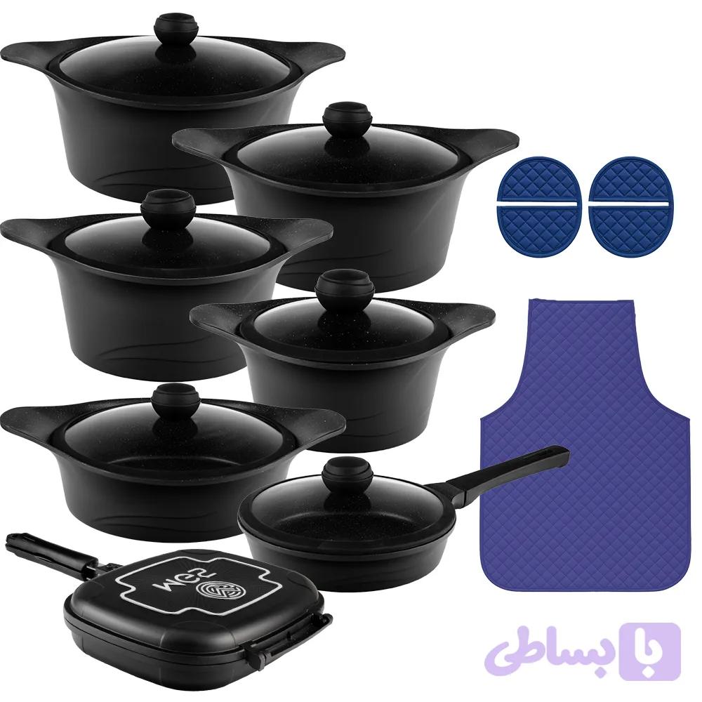 سرویس قابلمه 19 پارچه گرانیت سیلیکونی طرح کره ای C