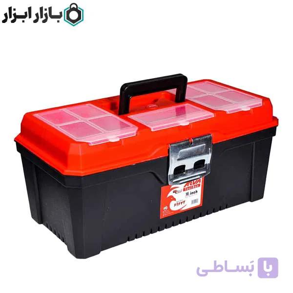 جعبه ابزار پلاستیکی قفل فلزی 16 اینچ آروا مدل 4539 — تصویر 1