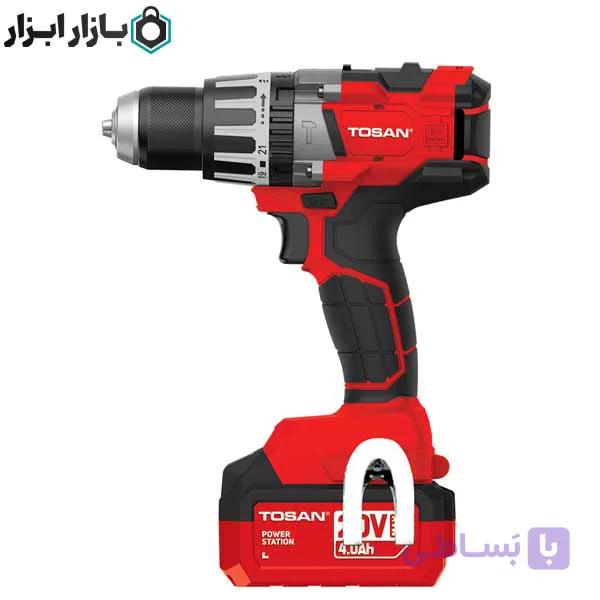 دریل پیچ گوشتی شارژی چکشی براشلس 20 ولت توسن مدل 9621BHS — تصویر 1