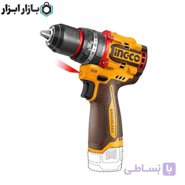 دریل شارژی 16 ولت 66 نیوتن براشلس اینکو مدل CIDLI166062 — تصویر 1