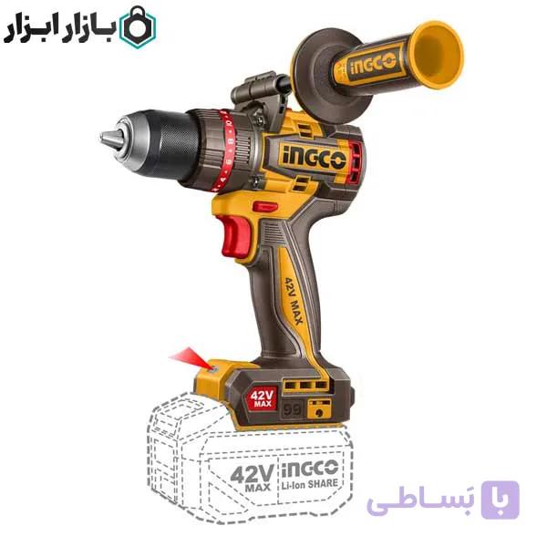 دریل شارژی 99 نیوتن 42 ولت براشلس اینکو مدل CIDLI429982 — تصویر 1