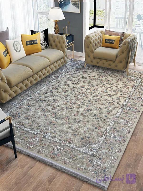فرش 1200 شانه افشان کرم طرح فرش هاکان — تصویر 1
