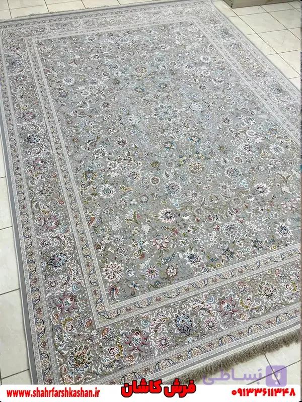 فرش ماشینی افشان طوسی طرح به گل 1500 شانه — تصویر 1
