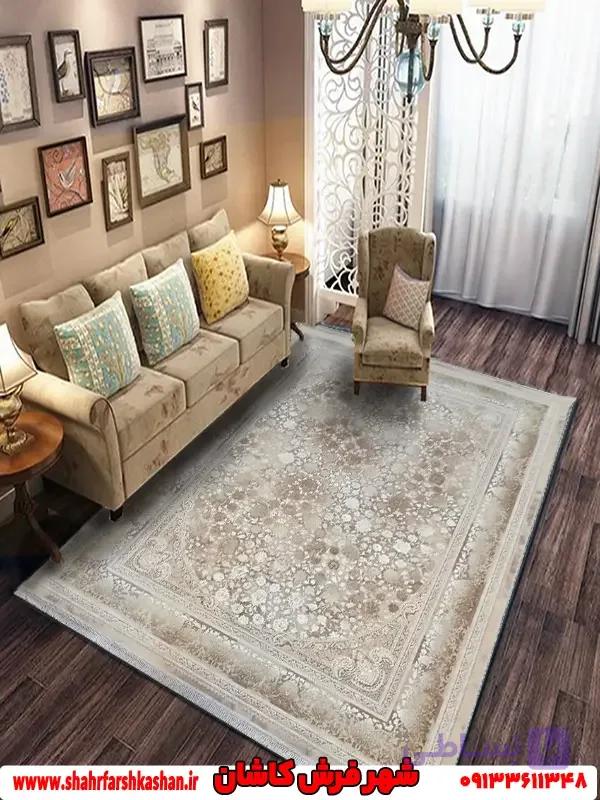 فرش طلاکوب 1200 شانه طرح ایوانا بژ — تصویر 1