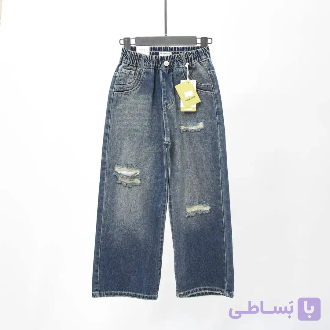 شلوار جین شافل بگ کمرکش ترک