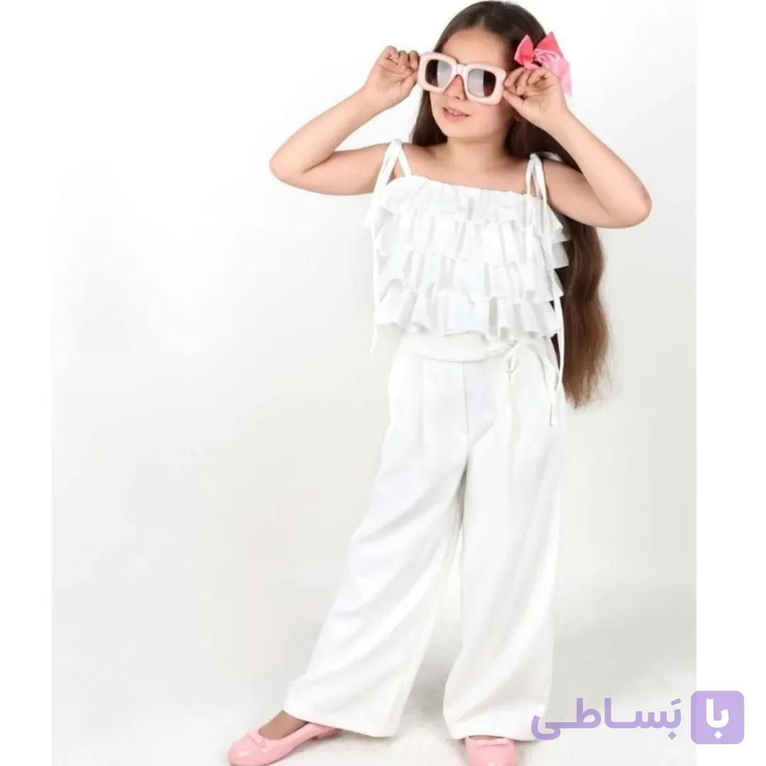 نیم تنه طبقاتی تاپ رنگ سفید و مشکی جنس سوپرسافت کجراه
