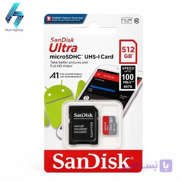 کارت حافظه microSDXC سن دیسک Ultra ظرفیت 512GB سرعت 100MB/s همراه آداپتور — تصویر 1