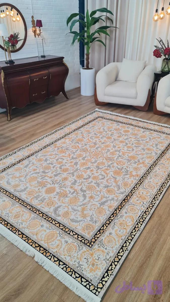 فرش ماشینی چاپی | فرشینه مخمل هازان ترک استپ دار (ضد سر) طرح سنتی کد U68 — تصویر 1