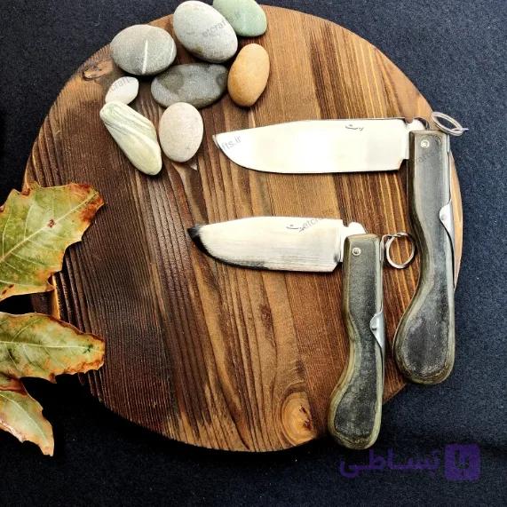 چاقو تاشو بوکانی استیل عزت کردستان | تیغه استیل ضد زنگ 440 آلمانی و دسته میکارتا — تصویر 1