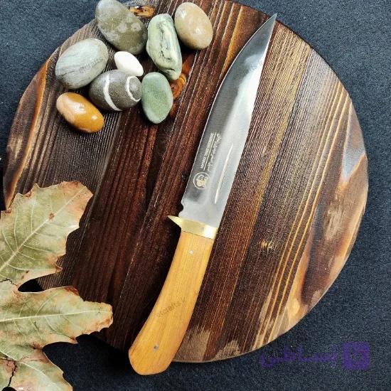 چاقو شکاری اصغر حیدری مدل استیل دسته گردو دست ساز زنجان | تیغه استیل ضد زنگ و دسته چوب گردو — تصویر 1