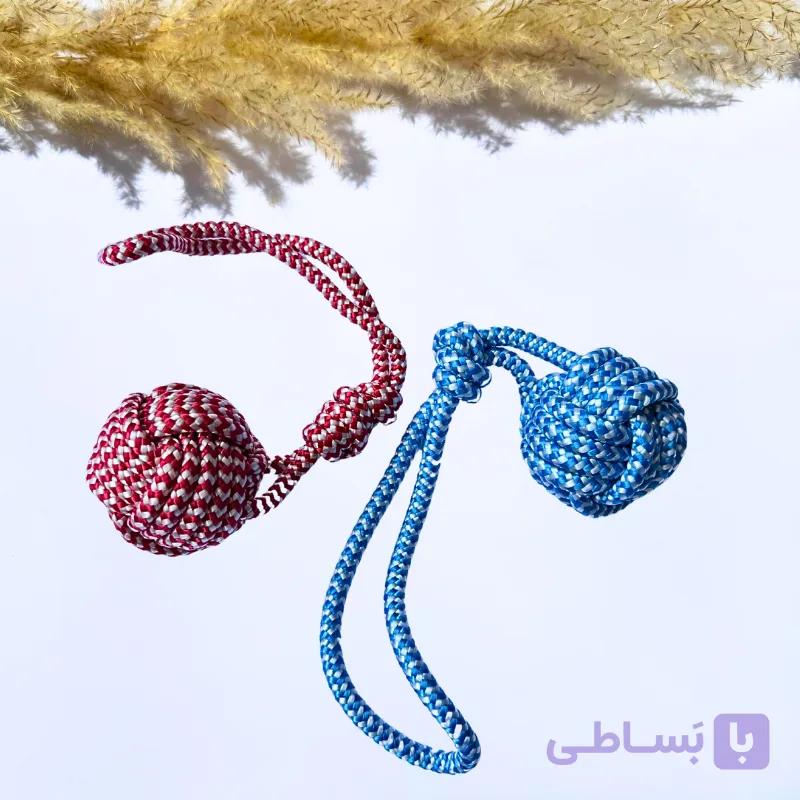 توپ بازی طنابی با دسته بلند ویژه سگ و گربه — تصویر 1