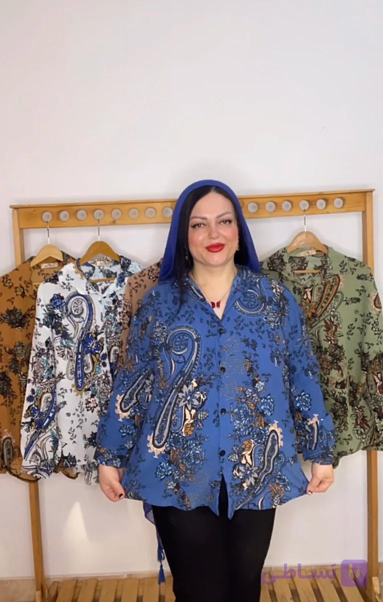 شومیز مانتو از جنس کراش طرح دار