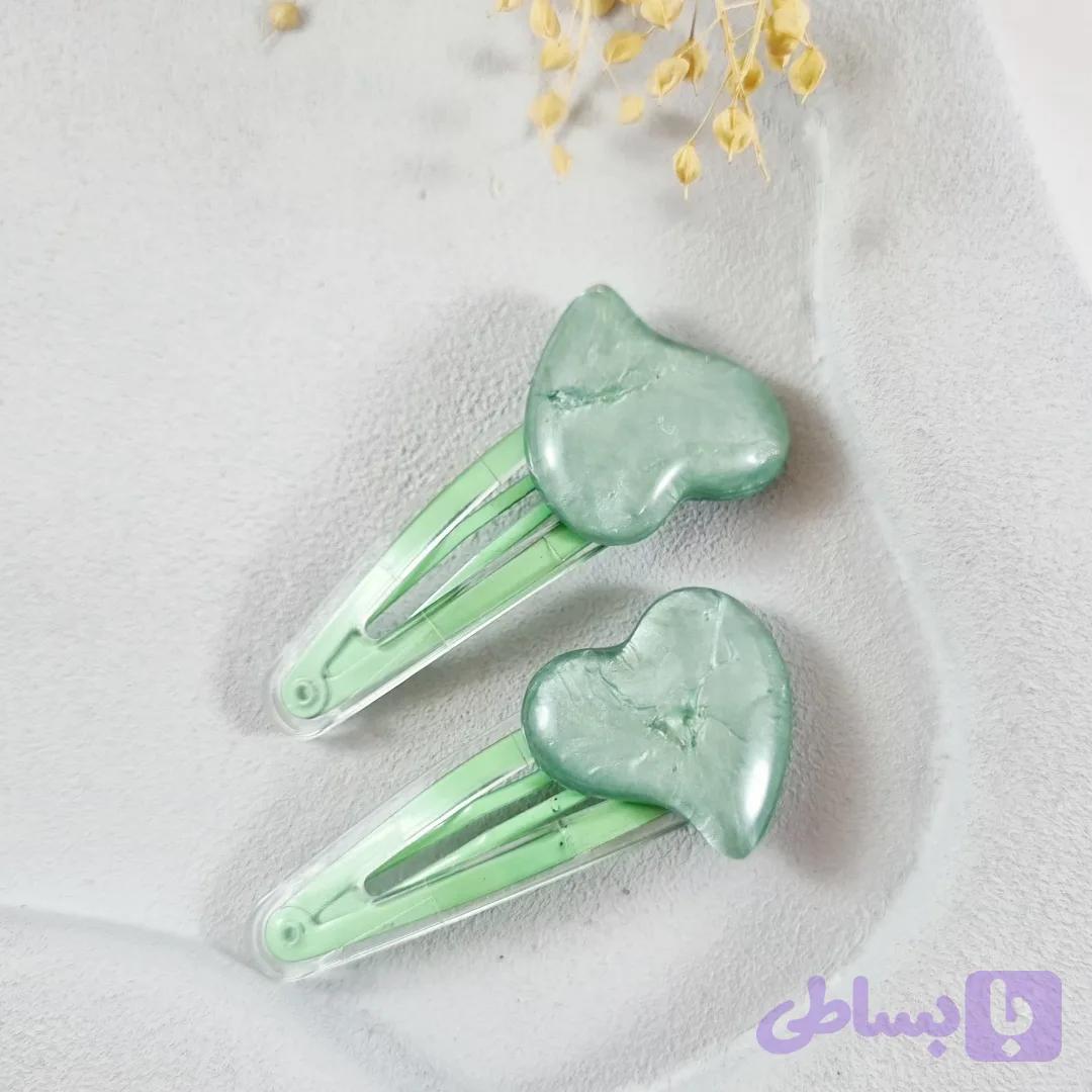 گیره تق تقی دخترانه طرح قلبی رنگی | دلسامه — تصویر 1
