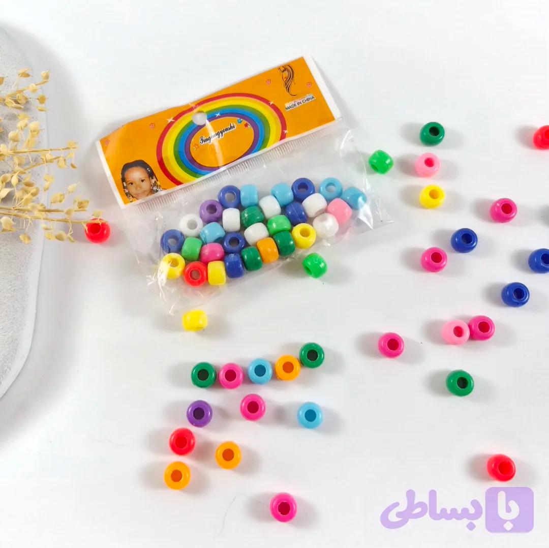 مهره رنگی مو دخترانه برای بافت مو فانتزی رنگارنگ | دلسامه — تصویر 1
