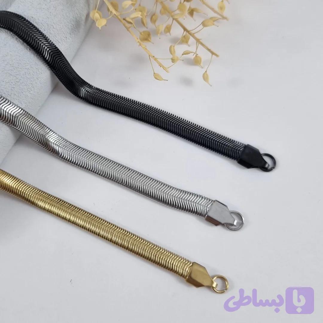 ست گردنبند و دستبند ماری مردانه استیل 60 سانتی| دلسامه — تصویر 1