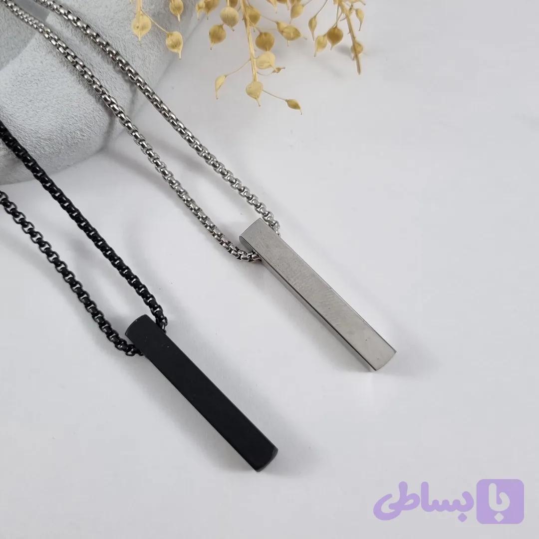 گردنبند مردانه مکعب عشق استیل مشکی و نقره‌ای | دلسامه — تصویر 1