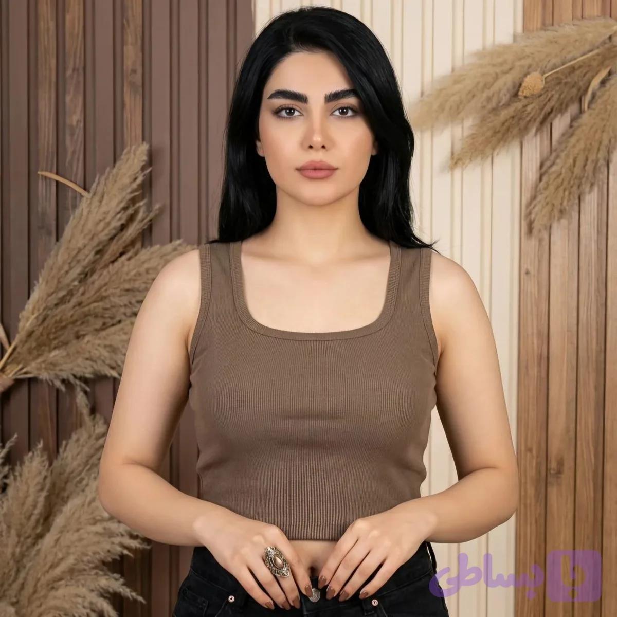 کراپ زنانه یقه خشتی کبریتی کشی مناسب سایز ۳۶ تا ۴۲ | دلسامه — تصویر 1