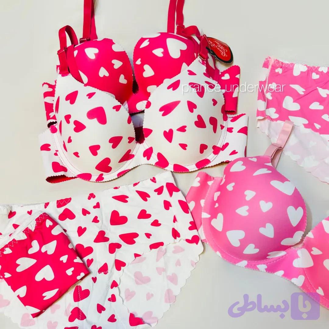 ست لباس زیر زنانه لیزری فنردار مدل قلبی کاپ B | دلسامه — تصویر 1