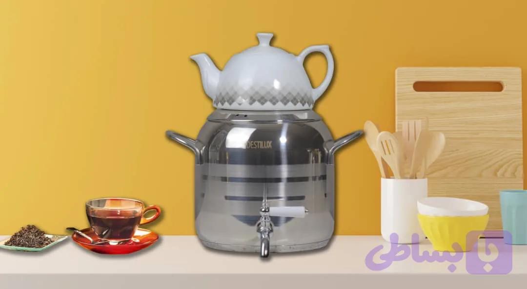کتری قوری ۴ لیتر دستی لوکس کف چدن دسته استیل