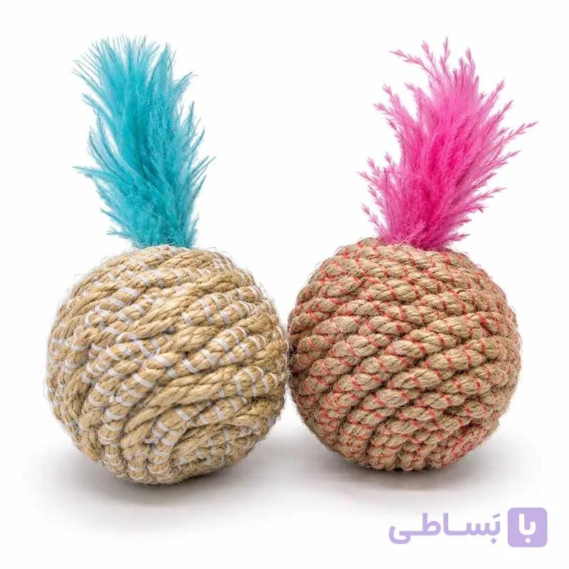 توپ کنفی گربه ZARIX زاریکس مدل پر دار | اسباب بازی زنگوله دار کنفی گربه — تصویر 1